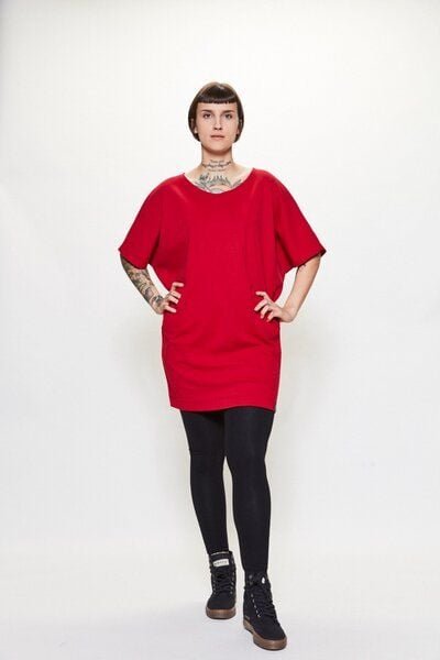 LUMEN organic Longshirt mit Taschen JERSEY rot
