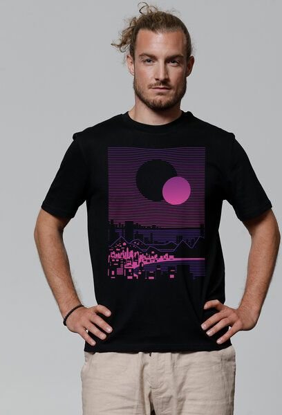 watapparel T-Shirt Unisex Sun and Moon Skyline