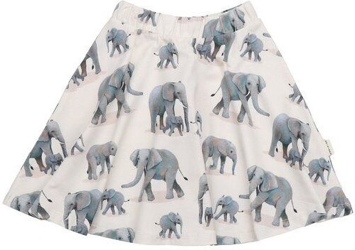 Kinderrock GOTS zertifiziert, Bio-Baumwolle, creme, Elefanten-Muster, weich, elastischer Bund – Walkiddy