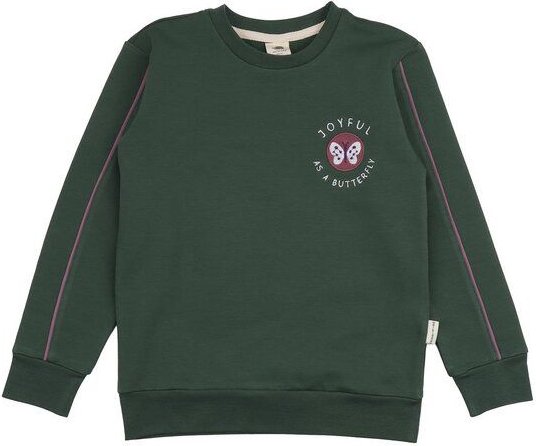 Kinder Sweatshirt Bio-Baumwolle, Dunkelgrün, Brust-Emblem, Walkiddy
