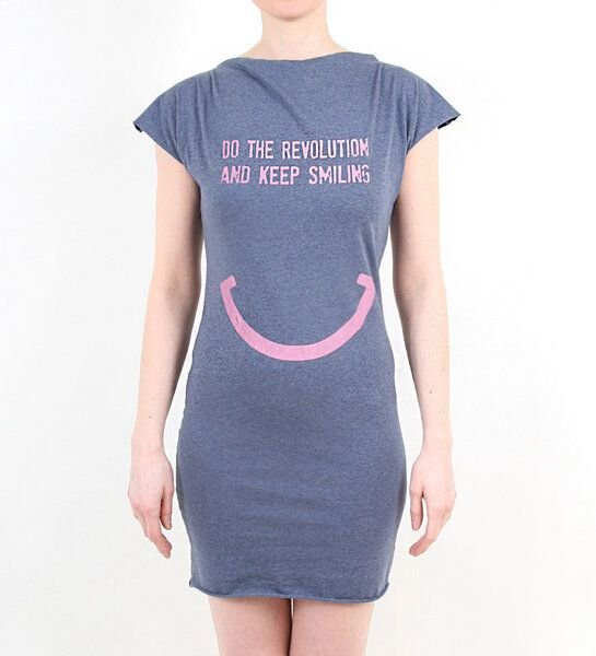 Lena Schokolade DO THE REVOLUTION AND KEEP SMILING - Kleid - blau meliert