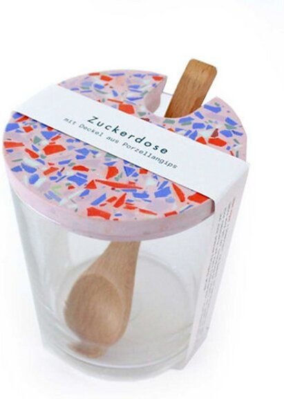 Objet Vague Zuckerdose, Glasdose Terrazzo inkl. Holzlöffel