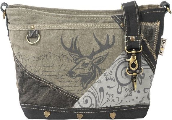 Domelo Trachtentasche. Große Canvas Umhängetasche mit Hirschmotiv