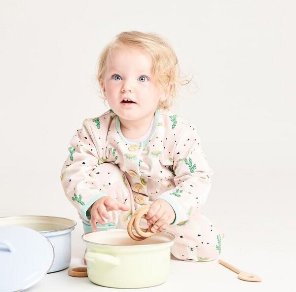 Cheeky Apple Gefüttertes Jäckchen aus Bio-Baumwolle "Alpakas" Türkis/Rosa