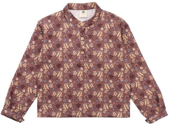 Kinder Langarmshirt GOTS zertifiziert, rosé, Herbst-Blumen-Allover, Bio-Baumwolle, weich – Walkiddy