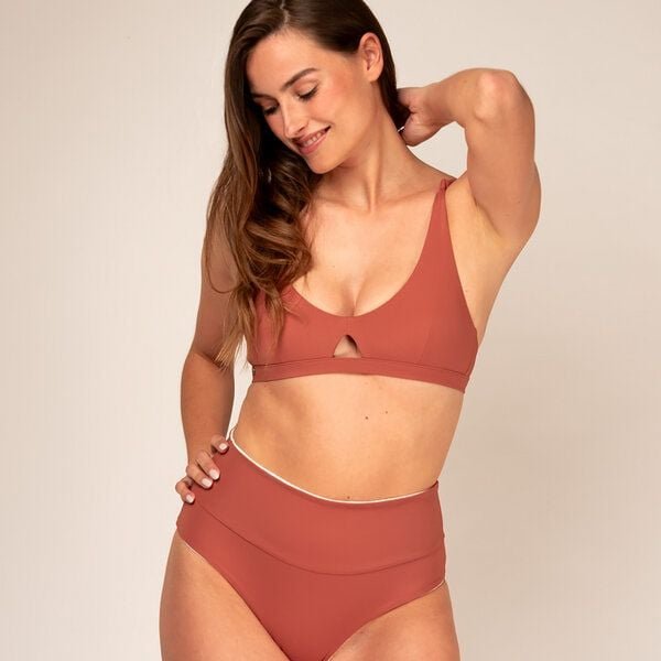 Woodlike Ocean Coral Bikini Top - white / rose brown / lila