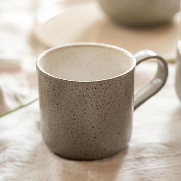 EDDA stoneware Handgemachte Steingut Tasse Ddoria - Granit Grau (ø 8 x 9 cm, 0,35 L)