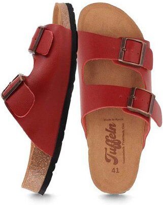 Tuffeln Leder-Pantoletten Norderney mit anatomischem Kork-Fußbett Zweischnaller-Sandalen