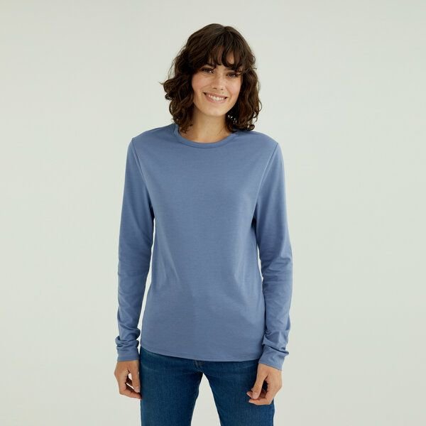 d'Els Mira Damen Rundhals-Neck Langarm T-Shirt aus Single Jersey Bio Baumwolle