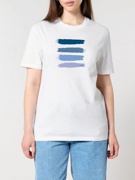 Human Family Bio Unisex Rundhals T-Shirt "Blue Acryl Stripes"