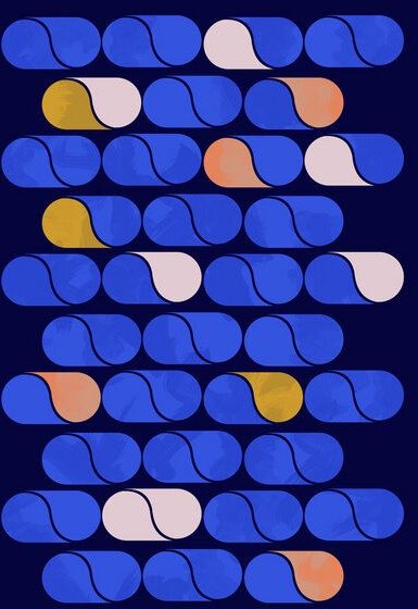 Photocircle Poster / Leinwandbild - Blue modern pattern