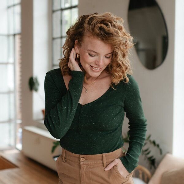 NORDLICHT Damen Henley Rippshirt Longsleeve aus Bio-Baumwolle HEDDA