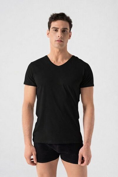 Burnell & Son Unterhemd Herren V-Ausschnitt 3er Pack - T-Shirt Extra Lang mit Kurzarm Slim Fit