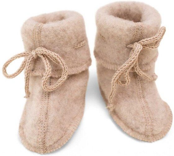 Engel natur Baby Schühchen mit Bändel und Flatlocknähten Bio-Schurwolle