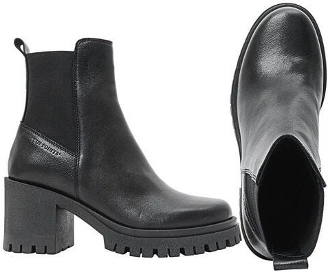 Ten Points Leder-Absatzboots, Ylva mit Gummi