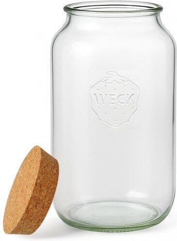 mikken Weck Vorratsglas mit Korken 3 Liter inkl. Beschriftungsetikett