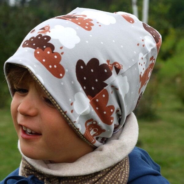 Cheeky Apple Beanie-Haube aus Bio-Baumwolle "Yo-yo | Dotted Lines Taupe"