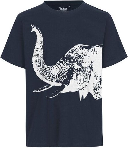 HANDGEDRUCKT "Elefant" Unisex T-Shirt auf reiner Baumwolle (kbA)
