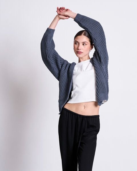 JAN N JUNE V-Ausschnitt Strickjacke LENA aus Baumwolle GOTS