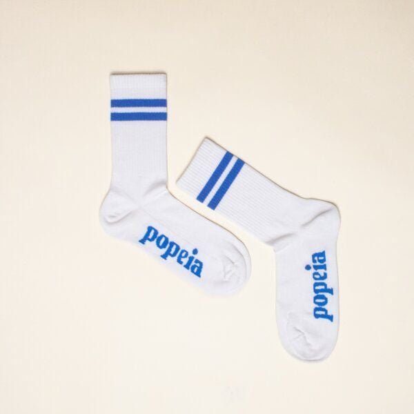 Tennissocken weiß/natur "popeia" mit Streifen