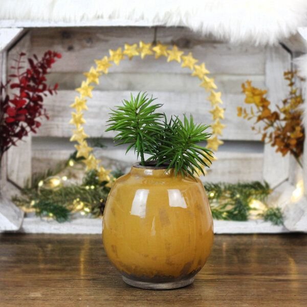 Mitienda Shop Dekovase aus Keramik in gelb, Handarbeit