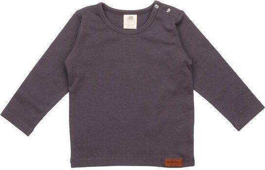 Baby Langarmshirt GOTS zertifiziert, Bio-Baumwolle, anthrazit, weich & bequem, Schulterknöpfe – Walkiddy