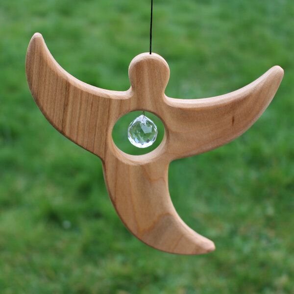 Mitienda Shop Fensterdeko Engel aus Holz mit Bleikristall