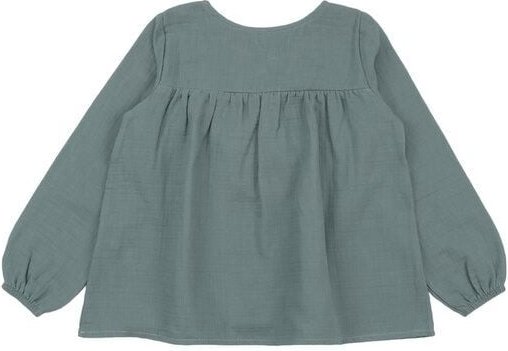 Kinder Bluse GOTS zertifiziert – Bio-Baumwolle, Musselin in Grün, locker geschnitten, weich & bequem, langärmelig | Walk...