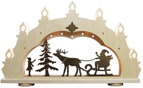 WEIGLA e.K. Schwibbogen "Weihnachtsmann auf Schlitten" 7 flammig LED Beleuchtung