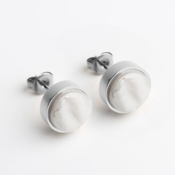 ALEXASCHA Edelstahl Ohrstecker mit Glasstein | Silber