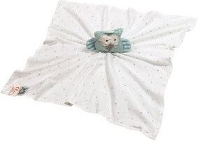 Pat und Patty Personalisertes Schmusetuch/ Schnuffeltuch , Greifling "Eule" ,Farbe : eisblau, 100 % Baumwolle-kbA