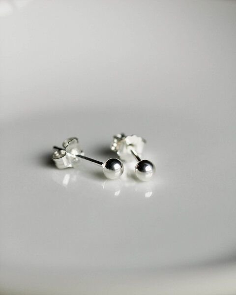 lille mus Ohrstecker 'Kugel' 925 Silber / vergoldet