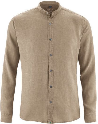 HempAge Herren Schlichtes Stehkragenhemd aus reinem Hanf