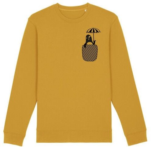 päfjes Pinguin Paul mit Schirm - Fair Wear Unisex Sweater - Gelb