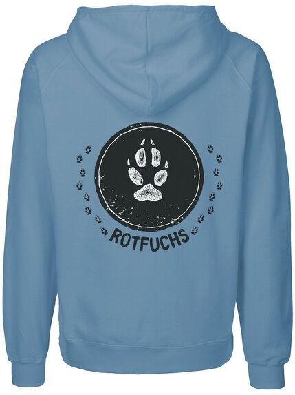 HANDGEDRUCKT "Trittsiegel RotFuchs" Männer Zip Hoody aus reiner Biobaumwolle (kbA)