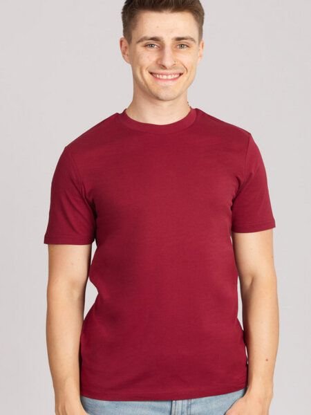 Life-Tree Fairwear Organic Basic Shirt Men Burgundy / Ocre / Desert Dust beige