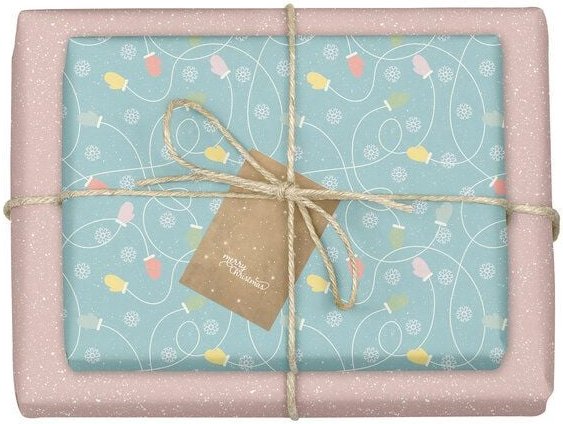 dabelino Geschenkpapier Set: Weihnachten "Handschuhe/ Pünktchen blau, rosa"