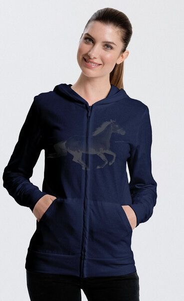 Peaces.bio - handbedruckte Biomode Bio-Jersey-Zip-Hoodie Horsepower