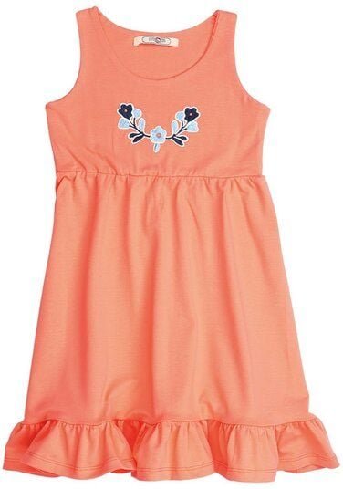 Cotokids Kinder Kleid ärmellos Baumwolle, Apricot, Blumen-Detail, Walkiddy