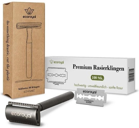 EcoRoyal Rasierhobel Set + 100 Rasierklingen | Nassrasierer