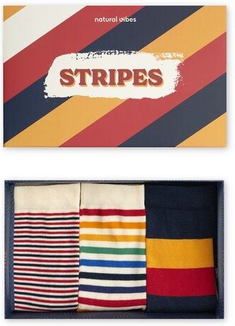 Natural Vibes 3-Pack Stripes Bio GOTS | Geschenkset | Bunte Gestreifte Socken | Herren Damen Socken |