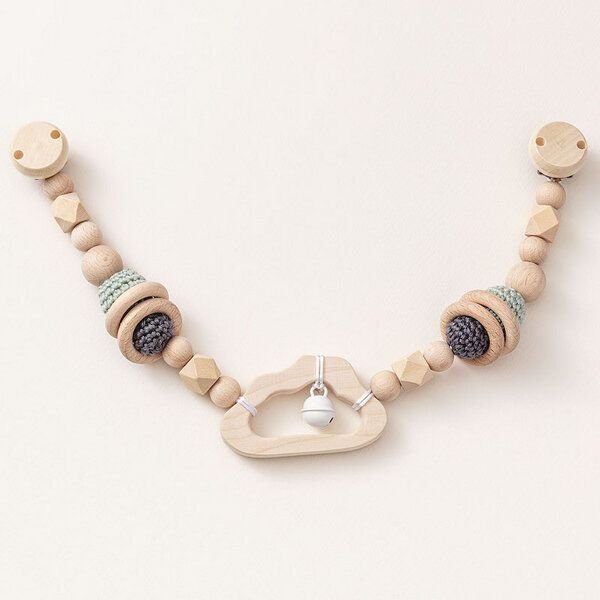 NoniKids Berlin Kinderwagenkette Holz *Wolke Glocke* 2 Farben | Bio Baumwolle