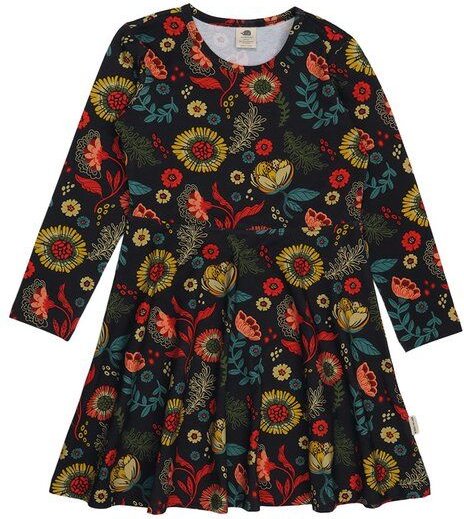 Kinder Kleid Bio-Baumwolle Cheerful Flowers, langärmelig, weich fallend, GOTS-zertifiziertes Alltags- und Festkleid für ...