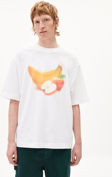 ARMEDANGELS OLAAN PIXXEL FRUITS - Herren Heavyweight T-Shirt Oversized Fit aus Bio-Baumwoll Mix