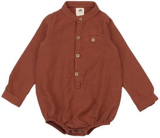 Baby Musselin-Body GOTS zertifiziert, 95% Bio-Baumwolle, terracotta, Langarm, weich, Druckknöpfe – Walkiddy