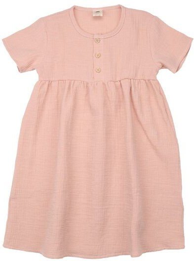 Kinder Kleid GOTS-zertifiziert aus Bio-Baumwolle rosé mit Flowers-&-Leaves-Detail – Walkiddy