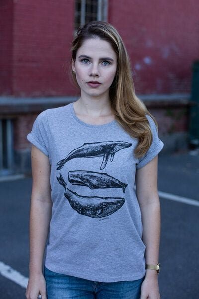 ilovemixtapes Bio Faires Frauen T-Shirt "Three Whales" grey melange