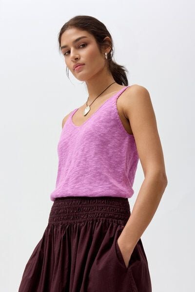 People Wear Organic Glattstrick Top, rosa uni, Bio-Baumwolle