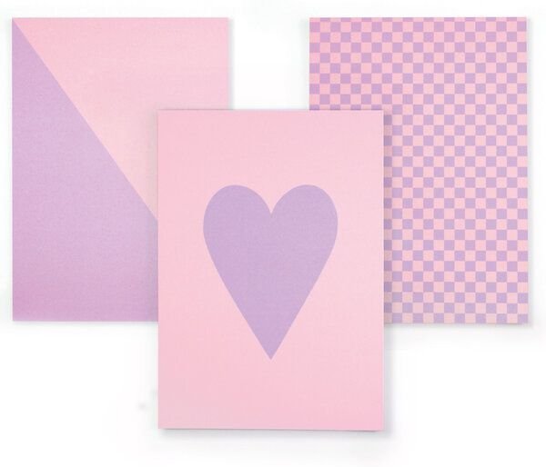 Bow & Hummingbird Notizblock-Set Herz/Karo/Diagonal - 3er Set in A6 aus Recyclingpapier