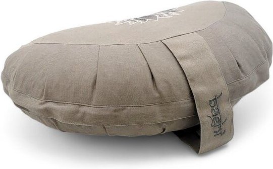 BAGHI Meditationskissen Halbmond pastellige Farben Lotus Bestickung - aus Bio-Baumwolle kbA zertifiziert Sitzhöhe 14 cm